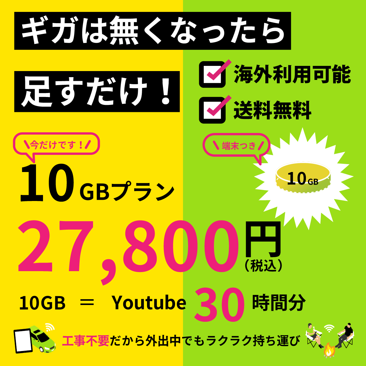 ギガチャージWiFi 10GB入り 端末