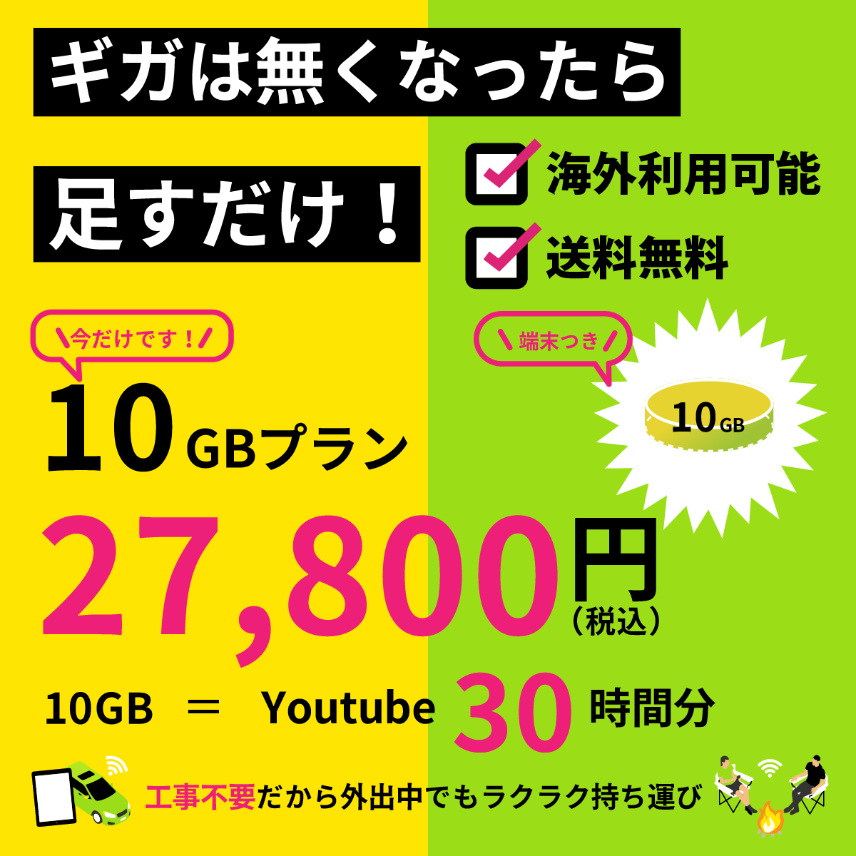 ギガチャージWiFi  10GB入り 端末